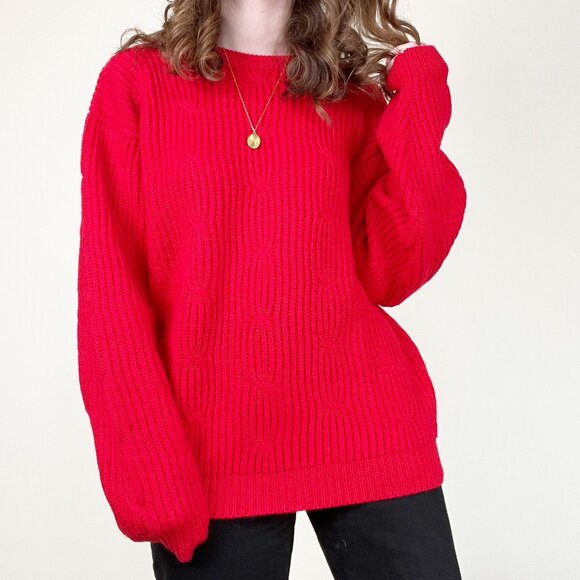 Vintage 100% Wool Fisherman Sweater Cable Knit Chunky Slouchy Oversized Luxury - Picture 6 of 6